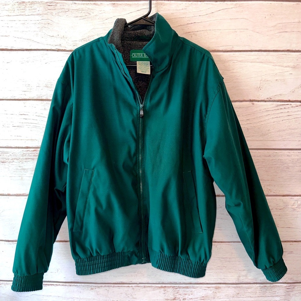 Vintage Outer Banks Men’s Full-Zip Jacket - Size Medium Classic Retro Dark Green
